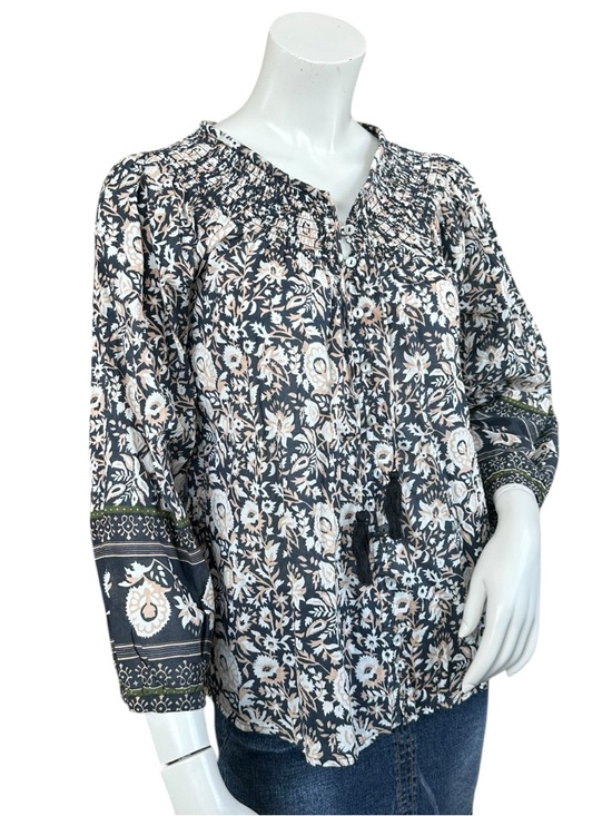 Anthropologie Cleobella Hazel Blouse Boho Tapestry Floral Print Blouse Size XS